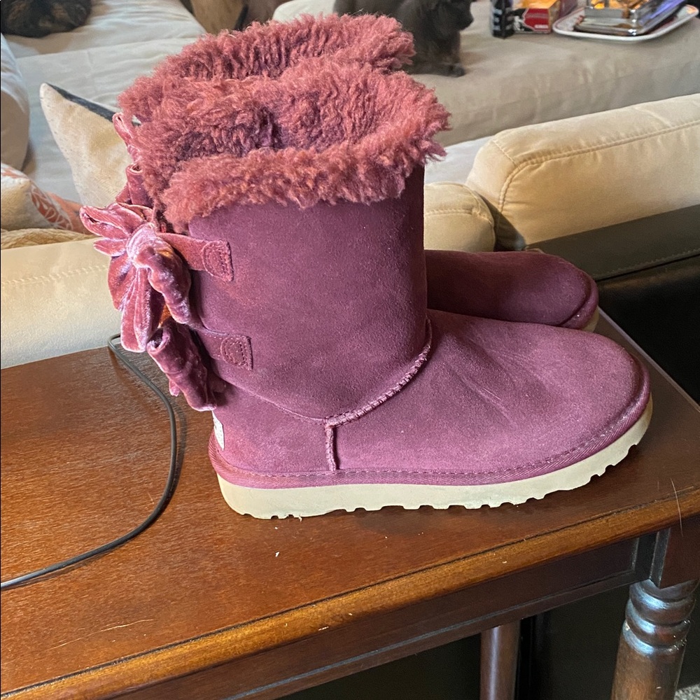 Plum Suede Bailey bow Uggs